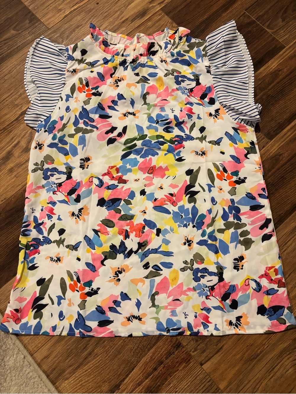 Women’s Floral Ruffle-Sleeve Blouse - Multicolor- Size Small